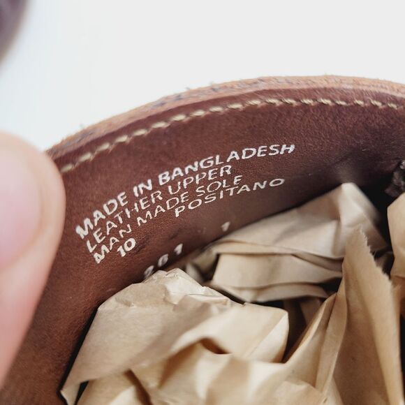 Mens Positano M. Gemi Leather Driving Moccasins Cognac Brown Size 10 - Picture 8 of 10